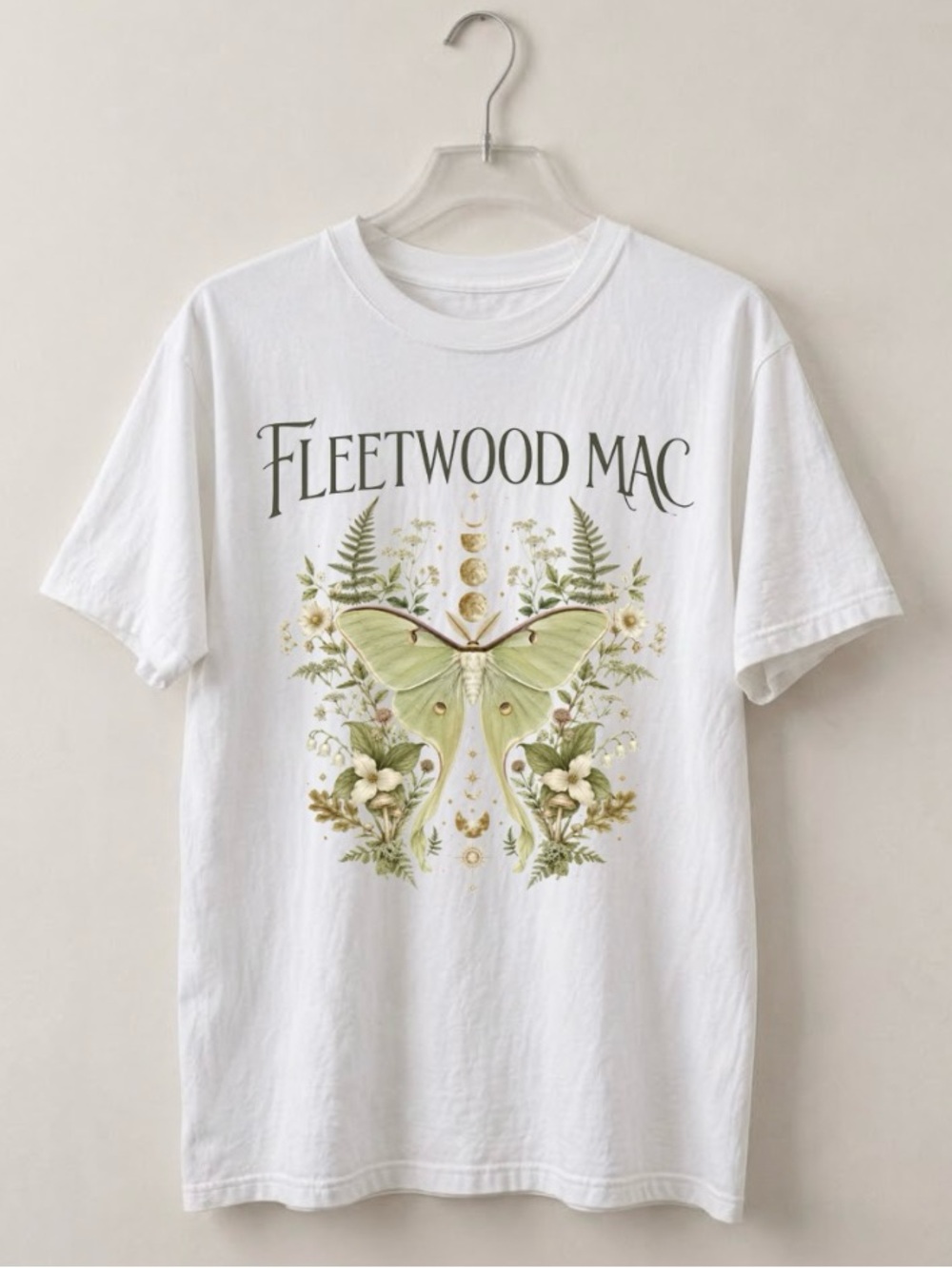 Fleetwood Mac Green Luna Moth Graphic Tee - Whimsical style